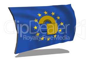Eu flag with castle in 3D.