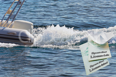 Dinghy with document from German Boots driver license