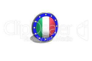 EU button on a button with Italian flag.