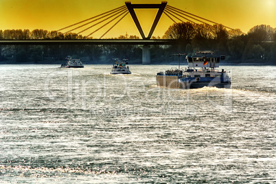 River landscape from the Rhine in the background the airport bri