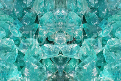 Green quartz stone, glass blocks