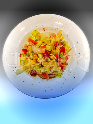 Mixed salad on a white plate