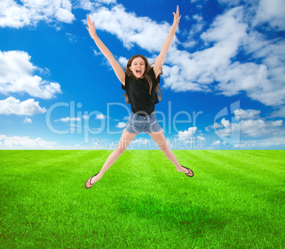 young girl jumping