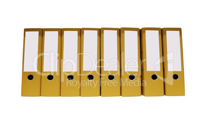 8 yellow file folders or ring binders