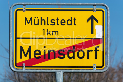 Traffic sign of the town of Meinsdorf