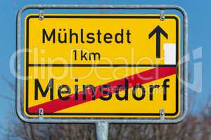 Traffic sign of the town of Meinsdorf