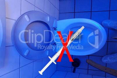 Toilet with blue UV light, black light