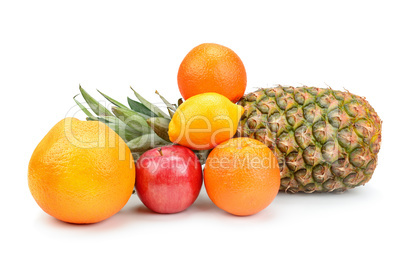 Set of fruits isolated on white background.