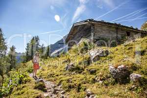 Woman hiking in the Bavarian Alps