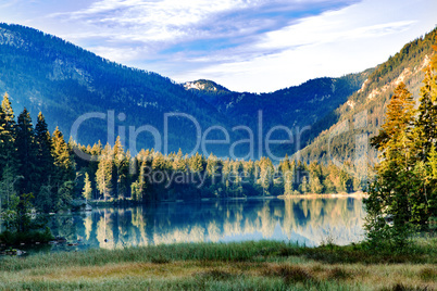 Lake Hintersee in the Bavarian Alps near Berchtesgaden