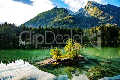 Lake Hintersee in the Bavarian Alps near Berchtesgaden