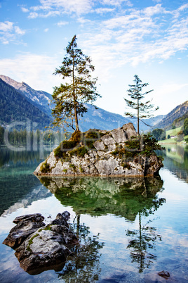 Lake Hintersee in the Bavarian Alps near Berchtesgaden