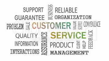 Customer Service word cloud concept on white background.