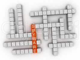 3d Spyware word cloud concept on white background. 3D rendering.