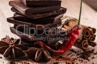 Dry Chili Pepper with Chocolate and Condiments