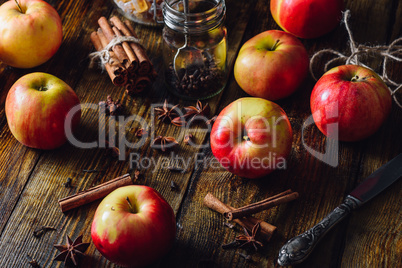 Apples with Clove, Cinnamon and Anise Star.