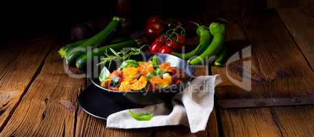 vegetarian ratatouille with fresh vegetables and herbs