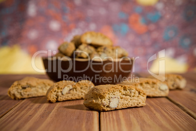 Closeup of Italian cantucci biscuits