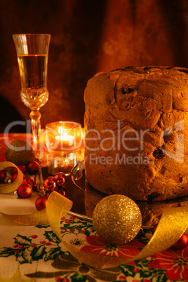 Italian panettone and sparkling wine