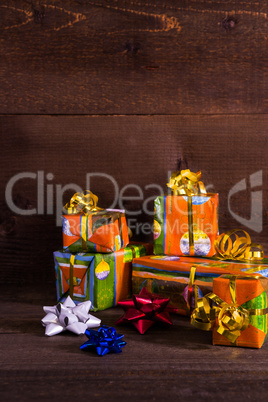 Christmas boxes with ribbons