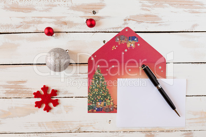 Christmas letter over a rustic wooden table