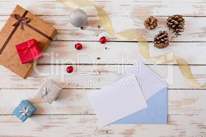 Christmas letter over a rustic wooden table