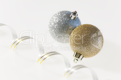 Christmas balls and ribbon