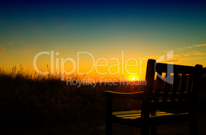 bench at sunset