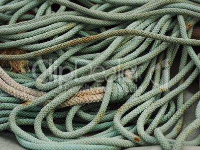 Old used green rope