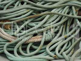 Old used green rope