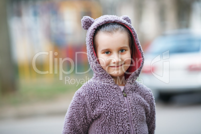 Child in fluffy sweatshirt