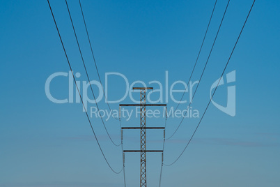 Single power line against a cloudless sky