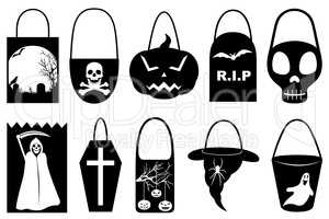 Set of different Halloween trick or treat bags