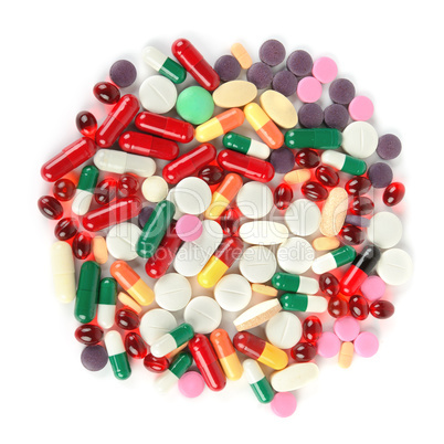 Assorted pharmaceutical medicine pills, tablets and capsules iso