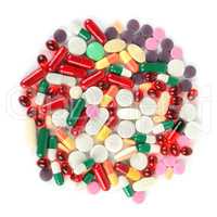 Assorted pharmaceutical medicine pills, tablets and capsules iso