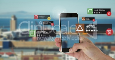 App review locations in augmented reality with city port