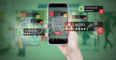 App review locations in augmented reality with shopping mall