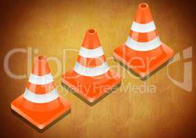 Safety cone and brown background