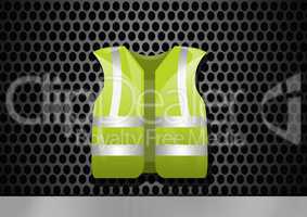 Safety hi visibility vest and metal background
