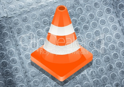 Safety cone and metal background
