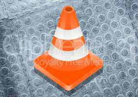 Safety cone and metal background