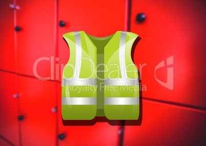 Safety hi visibility vest and red lockers