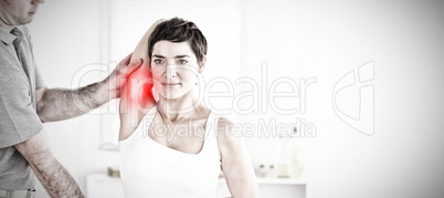 Composite image of charming patient doing some exercises under supervision