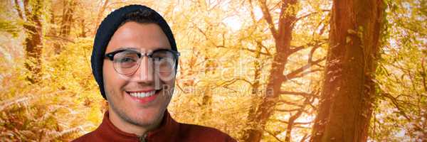 Composite image of man in spectacle smiling