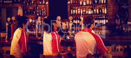 Group of male friends watching football match