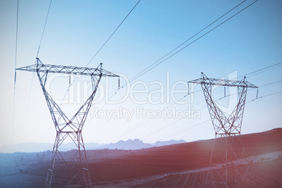 The evening electricity pylon silhouette