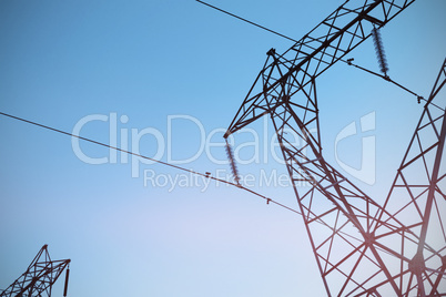 The evening electricity pylon silhouette