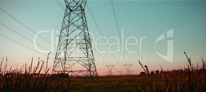 The evening electricity pylon silhouette