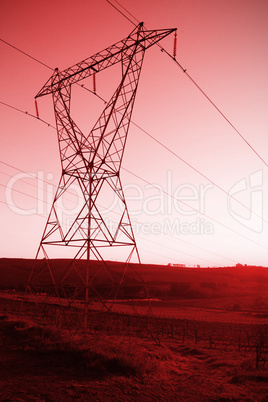 The evening electricity pylon silhouette