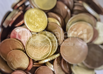 Group of euro cent coins.